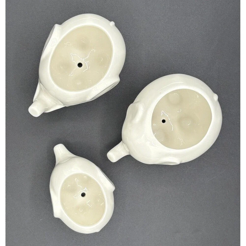 Mini Ceramic Elephant Shaped Planters Pots for Succulents Set of 3‎ Mod White